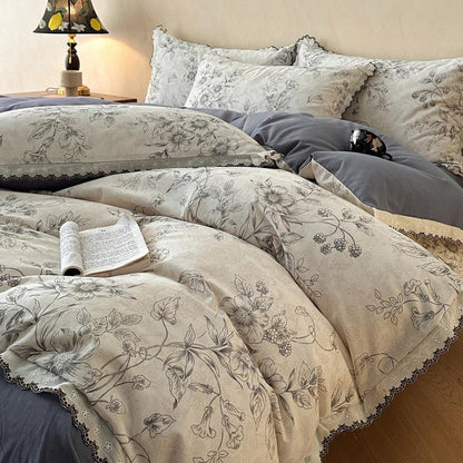 Classic Floral Lace Cotton Bedding Set