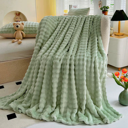 Plush Textured Throw Blanket With Quilted Design