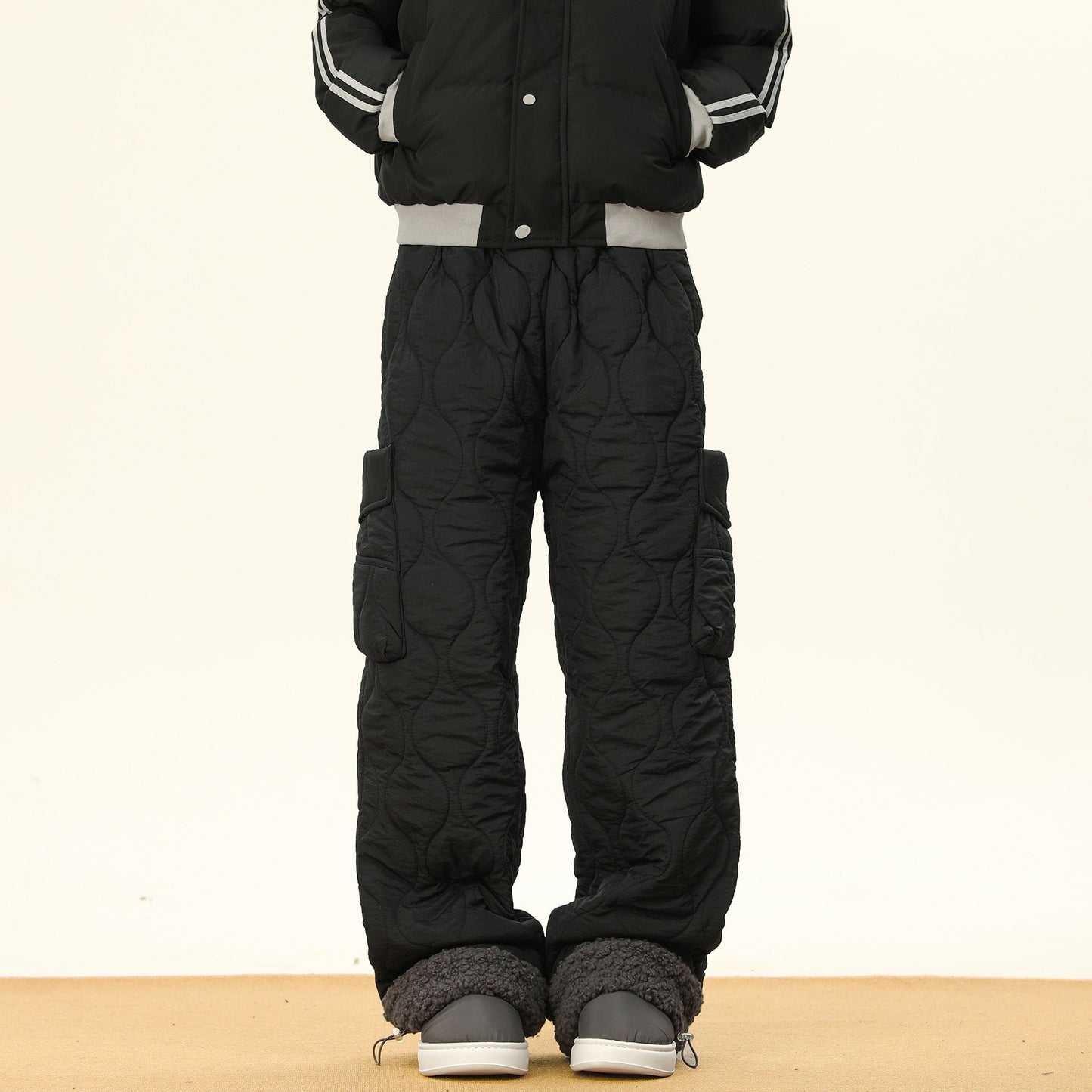 Oscar Quilted Wide-Leg Quilted Pants | Non-Fur Lined Solid Pants