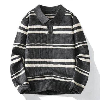 Wilson Striped Pullover | Turn-Down Collar Casual Knit Sweater VIP