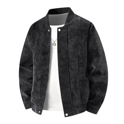 Rowan Men's Faux Leather Bomber Jacket – Lightweight Fit – Snap-Front Detail