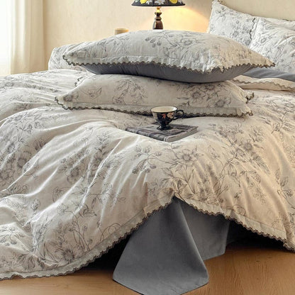 Classic Floral Lace Cotton Bedding Set