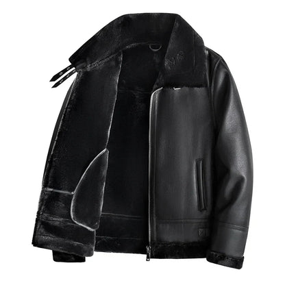 Sherpa-Lined Aviator Jacket