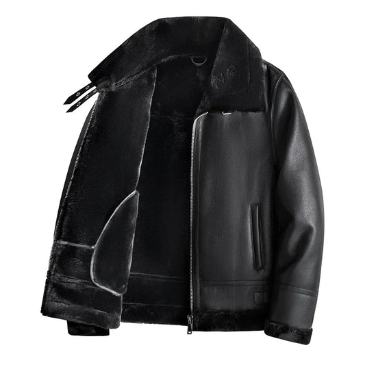 Sherpa-Lined Aviator Jacket