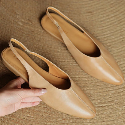 Viola Pointed Toe Slingback Flats | Solid V-Cut Vamp Flats