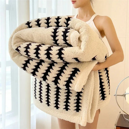 Flannel Blanket With Plush Sherpa Fleece