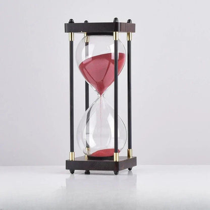 Wood and Glass Hourglass With Gold Accents VIP