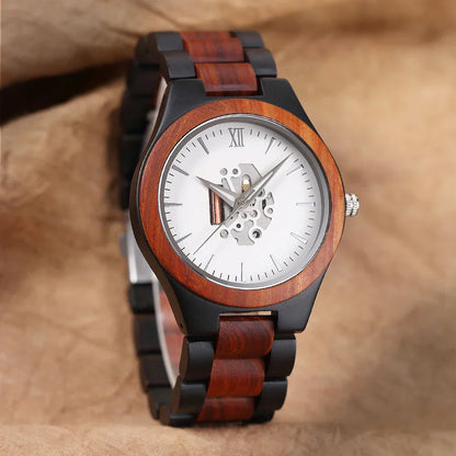 Theodore Wooden Analog Watch | Link Bracelet Round Face Analog Watch