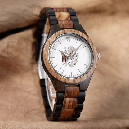 Theodore Wooden Analog Watch | Link Bracelet Round Face Analog Watch