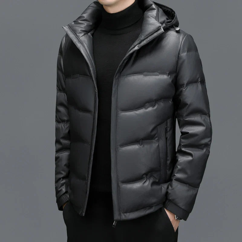 Samuel Quilted Puffer Jacket | Hooded Solid Zipper Puffer Jacket