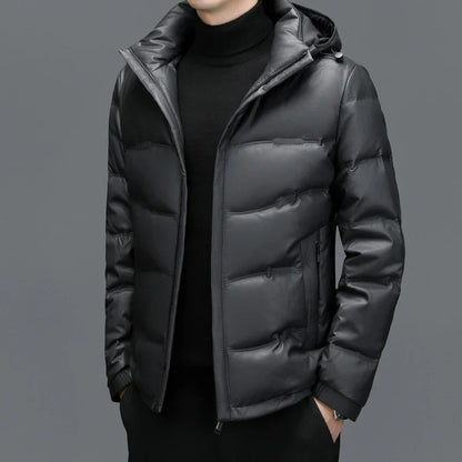 Samuel Quilted Puffer Jacket | Hooded Solid Zipper Puffer Jacket