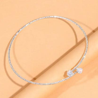 Freya Embellished Fitted Choker Necklace | Crystal Heart Accent Necklace