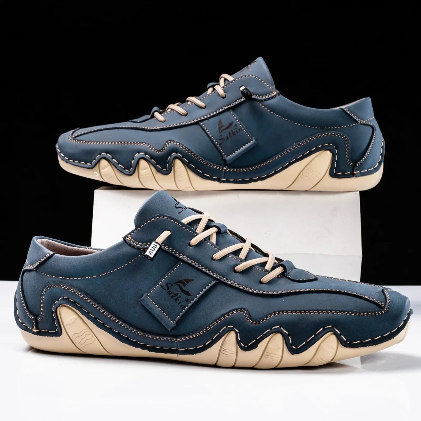 Oscar Low-Top Lace-Up Shoes | Contrast Stitching Ankle-Height Lace-Up Shoes
