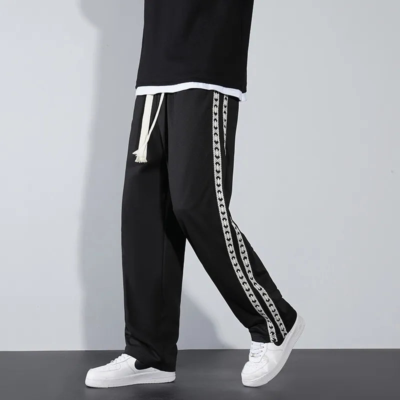 George Relaxed Fit Track Pants | Striped Drawstring Track Pants