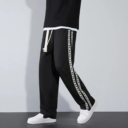 George Relaxed Fit Track Pants | Striped Drawstring Track Pants