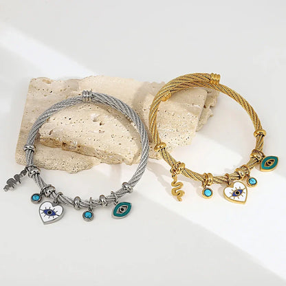 Isla Charm Cuff Bracelet | Twisted Band Charm Embellished Bracelet
