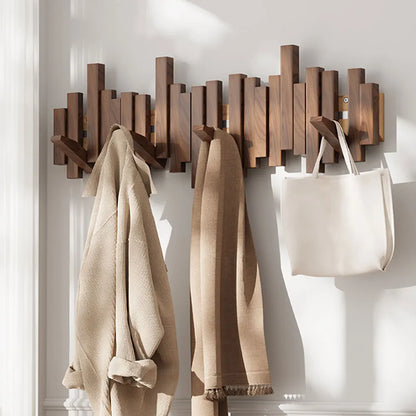 Minimalist Geometric Walnut Wall Hook Rack