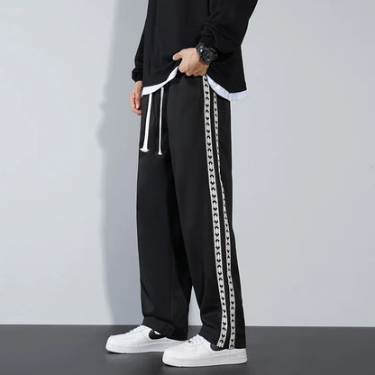 George Relaxed Fit Track Pants | Striped Drawstring Track Pants