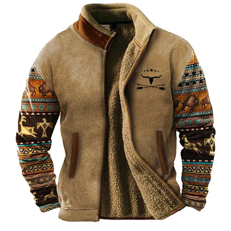 Sebastian Relaxed Fit Jacket | 3D Print Zipper Jacket