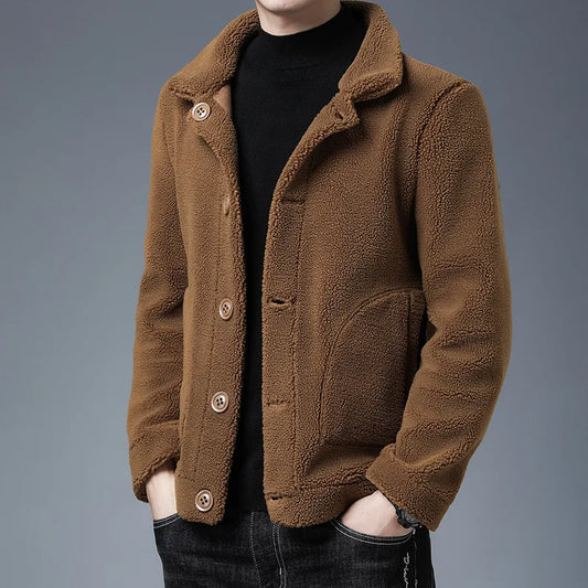 Oscar Relaxed Fit Sherpa Jacket | Collared Button Front Jacket