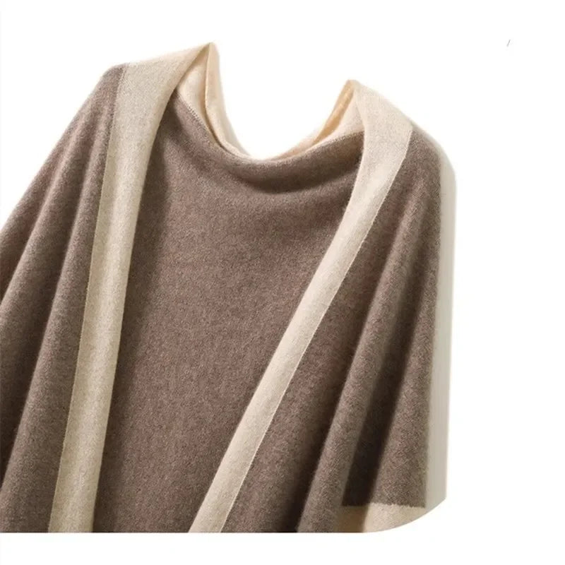 Helen Shawl | Triangle Contrast-Edge Shawl