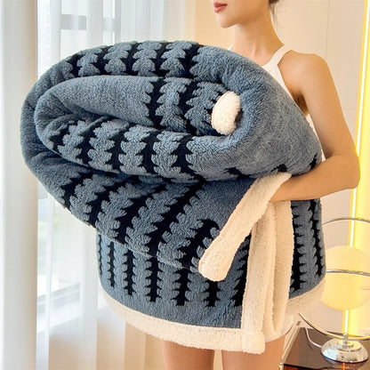 Flannel Blanket With Plush Sherpa Fleece