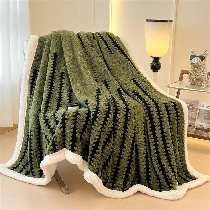 Flannel Blanket With Plush Sherpa Fleece