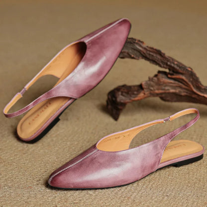 Viola Pointed Toe Slingback Flats | Solid V-Cut Vamp Flats