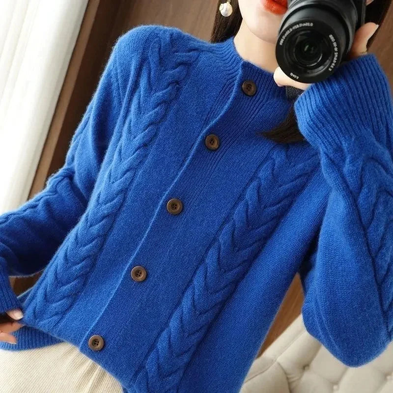 Maeve Classic Knit Cardigan | Textured Cable Knit Button