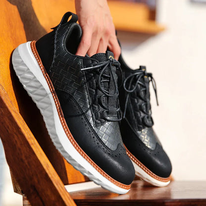 Oliver Low-Top Oxford Sneakers | Brogue Detailing Basketweave Sneakers
