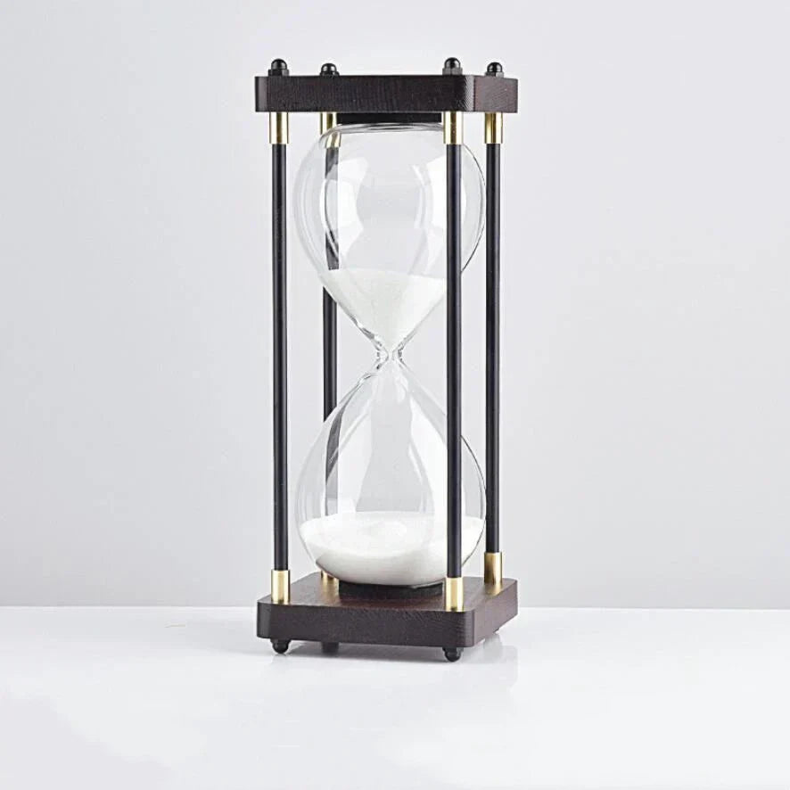 Wood and Glass Hourglass With Gold Accents VIP