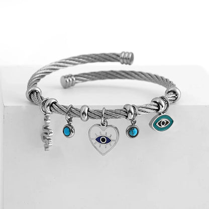 Isla Charm Cuff Bracelet | Twisted Band Charm Embellished Bracelet