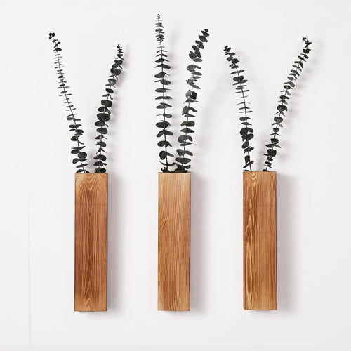 Minimalist Wooden Wall Vase With Visible Grain