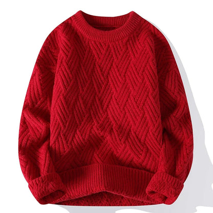 Freddie Relaxed Fit Sweater | Geometric Ribbed Hip-Length Sweater