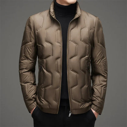 Jack Quilted Stand Collar Puffer Jacket | Zip Up Hip-Length Puffer Jacket
