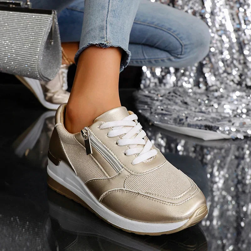 Ivy Platform Sneakers | Solid Ankle-High Lace-Up Sneakers