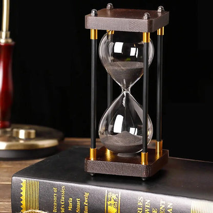 Wood and Glass Hourglass With Gold Accents VIP