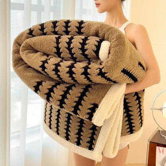 Flannel Blanket With Plush Sherpa Fleece