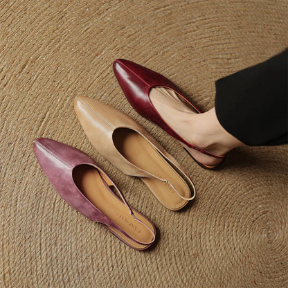 Viola Pointed Toe Slingback Flats | Solid V-Cut Vamp Flats