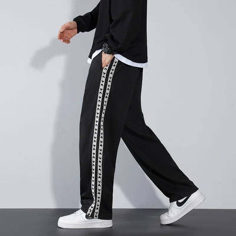 George Relaxed Fit Track Pants | Striped Drawstring Track Pants
