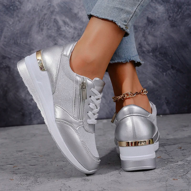 Ivy Platform Sneakers | Solid Ankle-High Lace-Up Sneakers