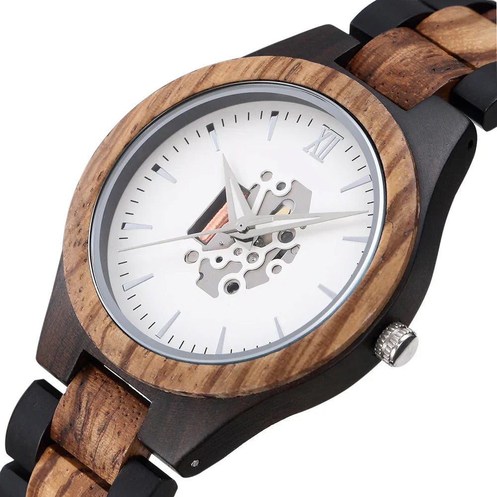 Theodore Wooden Analog Watch | Link Bracelet Round Face Analog Watch