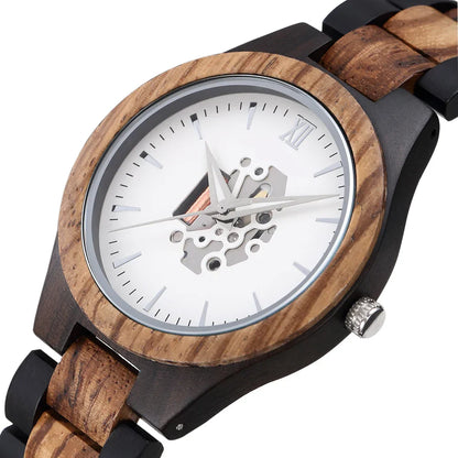 Theodore Wooden Analog Watch | Link Bracelet Round Face Analog Watch