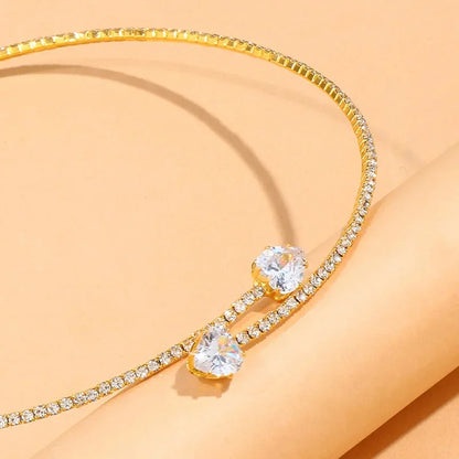 Freya Embellished Fitted Choker Necklace | Crystal Heart Accent Necklace