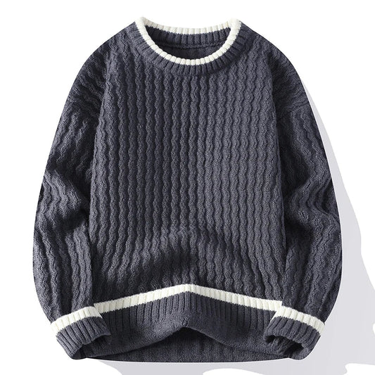 Oliver Relaxed Fit Pullover Sweater | Textured Striped Trim Sweater