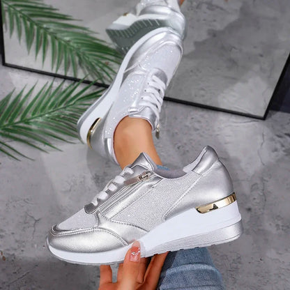 Ivy Platform Sneakers | Solid Ankle-High Lace-Up Sneakers