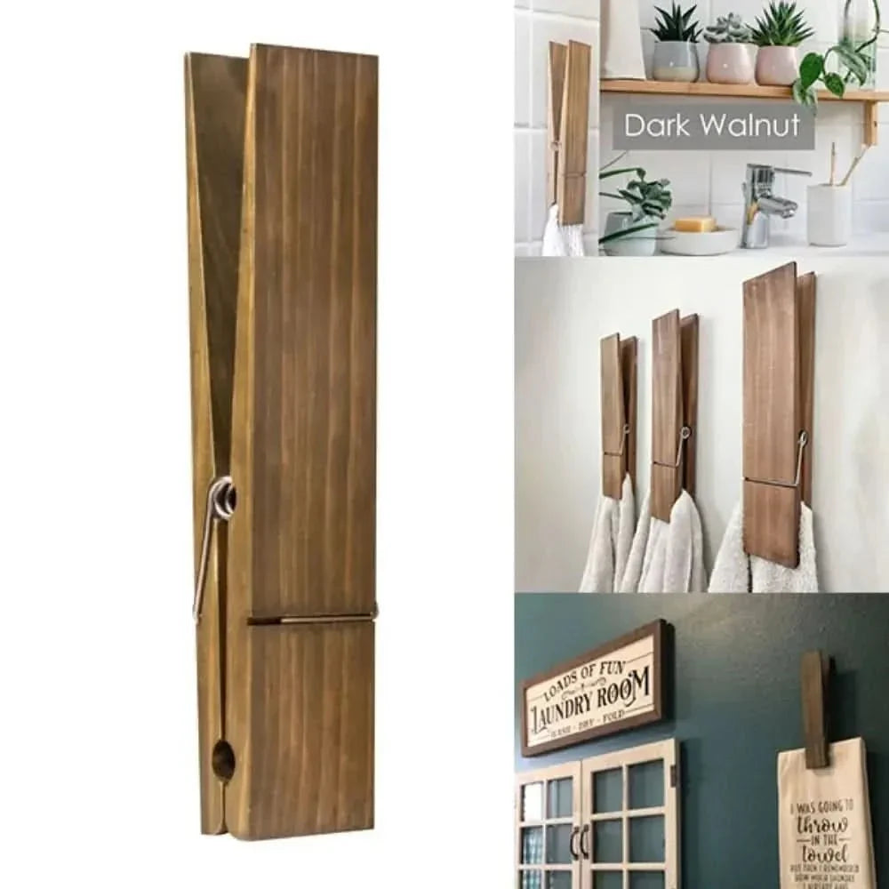 Modern Wall-Mounted Wooden Towel Clip Holder