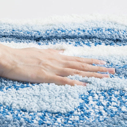Coastal Pattern Bath Mat With Non-Slip Backing