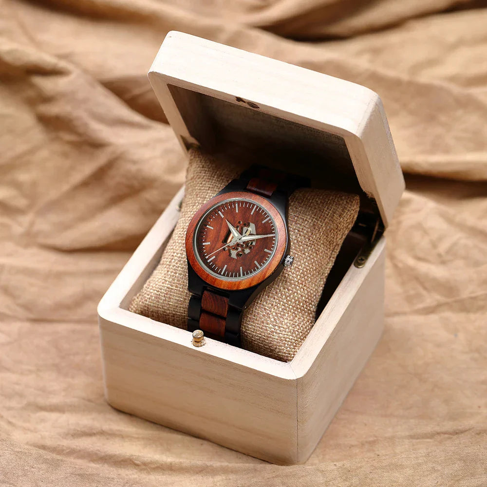 Theodore Wooden Analog Watch | Link Bracelet Round Face Analog Watch