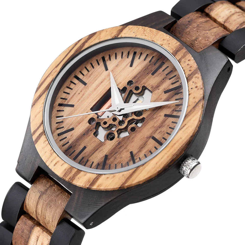 Theodore Wooden Analog Watch | Link Bracelet Round Face Analog Watch